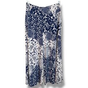 Coco Bianco Blue Floral Wide Leg Palazzo Pants Stretch Large Textured